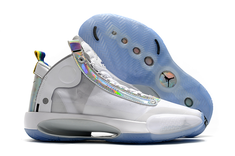 2020 Air Jordan 34 White Silver Shoes - Click Image to Close